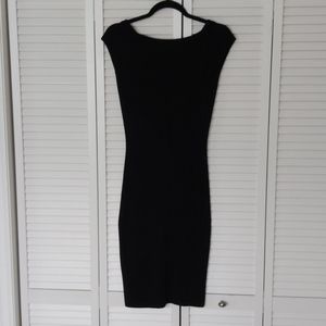 Black stretch knit body con dress